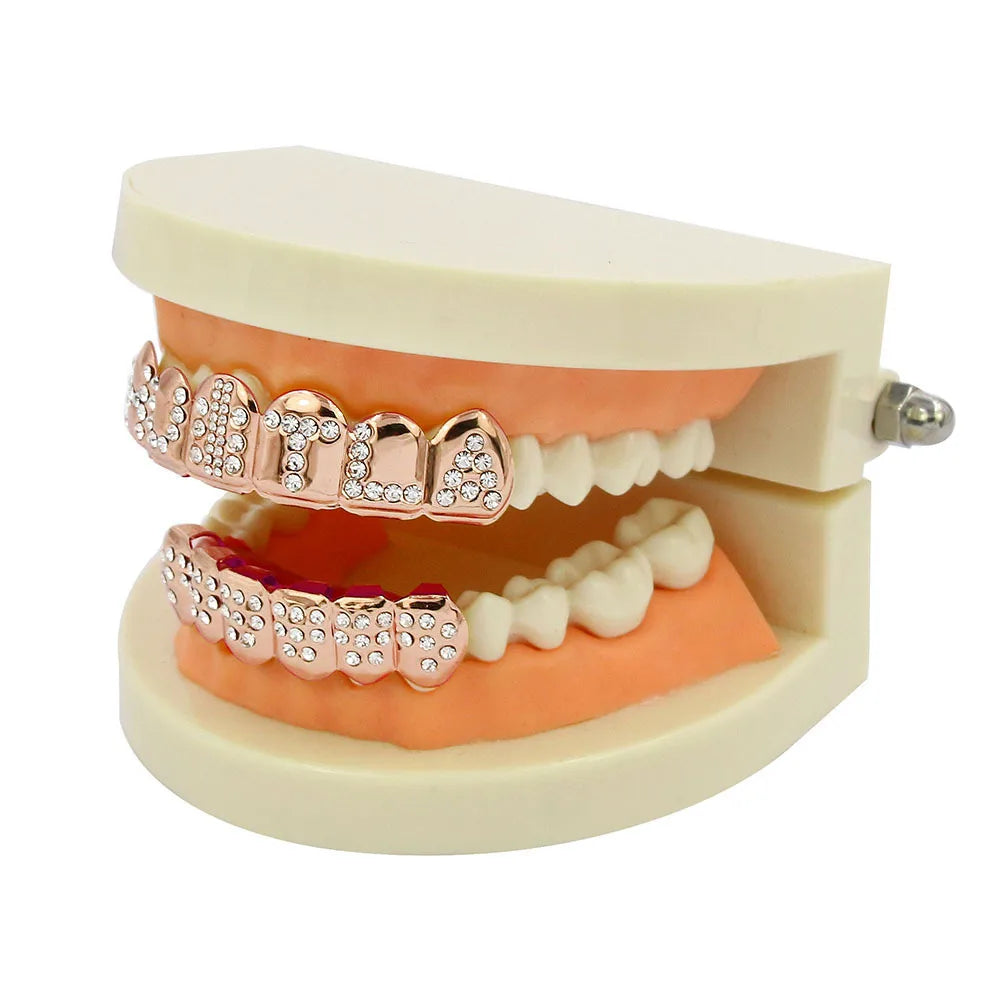 Lianfudai Fashion Gold Plated Teeth Grillz Hip Hop Cool Popular Vampire Gangsta Fang Tooth Cap Mold Kit Body Jewelry Gift New