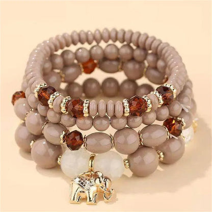 Lianfudai New Korean Multicolor Crystal Beads Elastic Rope Bracelets For Women Elephant Wrap Strand Bracelet Men Pulseira Feminina