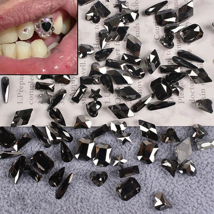 sengpan 3pcs/box Tooth Gem Strass Dentaire Black Crystal Diamond Ornament Teeth Jewelry Denture Acrylic Teeth Tooth Gem Stones