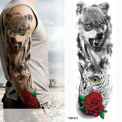 sengpan Large Arm Tattoo Sticker Full Sleeve Temporary Tattoos for Men Fish Wolf Tiger Tattoo Fake Tatoo for Women Waterproof Body Art