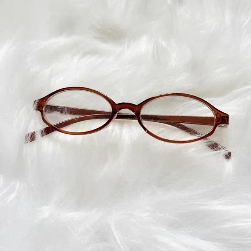 sengpan Y2K Women Retro Oval Square Glasses Red Green Frame Glass Eyewear Decorative Computer Anti-blue Eyeglasses with Seaside Driving