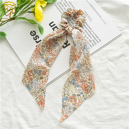 sengpan New Fashion Print Bow Scrunchies Hair Ribbon For Women Elastic Hair Band Girls Horsetail Hair Ties Hair Accessories