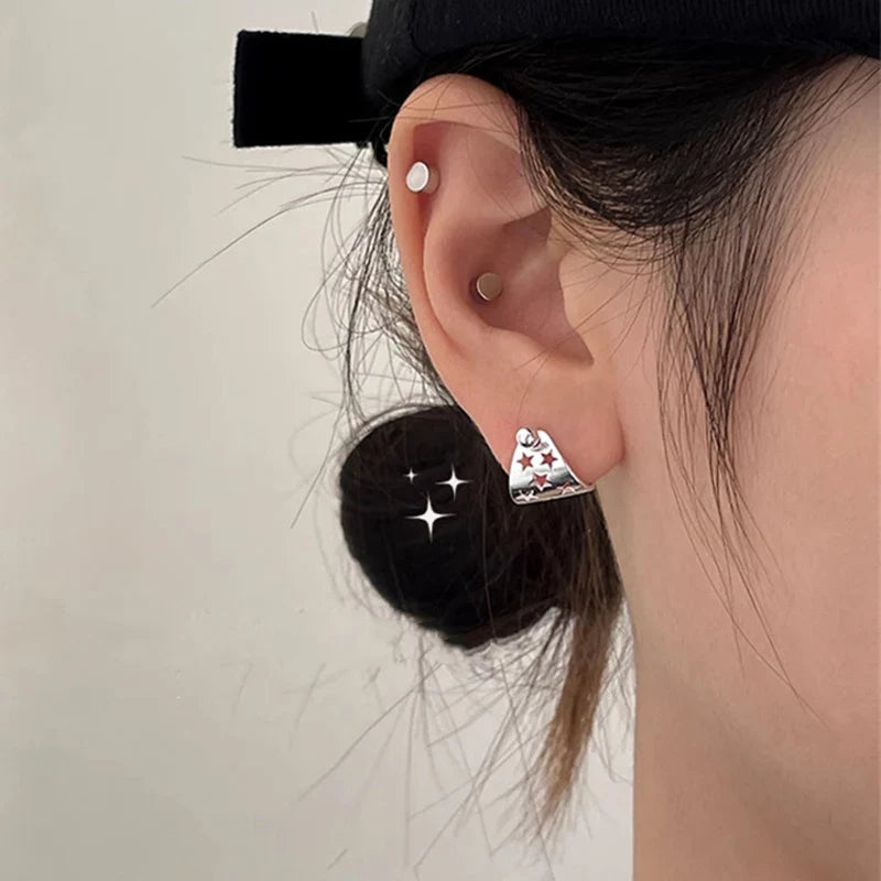 sengpan Y2K Hollow Star Stud Earrings Piercing for Women Girls Personality Pentagram Punk Ear Helix Cartilage Ear Cuff Fashion Jewelry