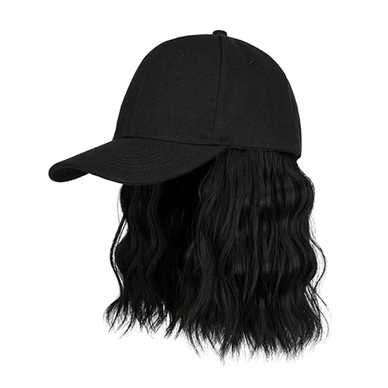 sengpan Wig Caps Women One-piece Fashion Wig Hat Short Curly Hair Wig Hats Kpop Trends Baseball Caps Casual Daily Bonnets Cotton Bonnet