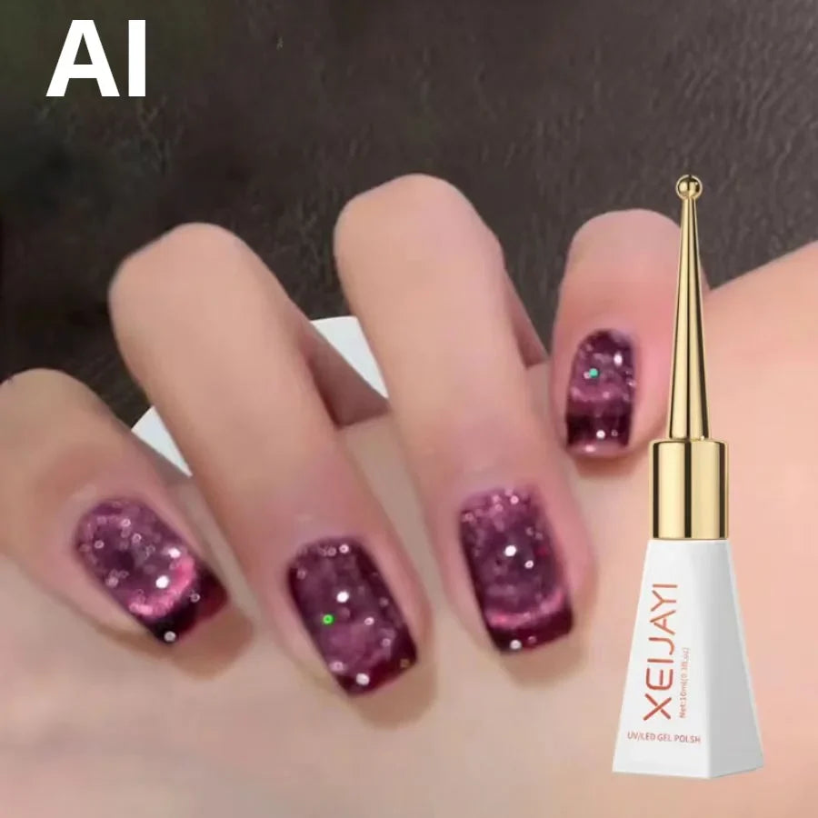 sengpan Magnetic Gel Purple Color Reflective Glitter Cat Eye Gel Polish 자석젤  Semi-permanent Nail Polish UV Venalisa for Manicure