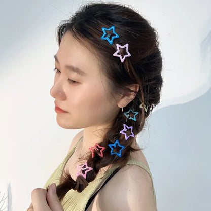 sengpan Women Bobby Pin Y2K Girls Stars Barrettes Metal Snap Clips Colorful Star Korean BB Hairpins Crab Stick Headwear Hair Accessories