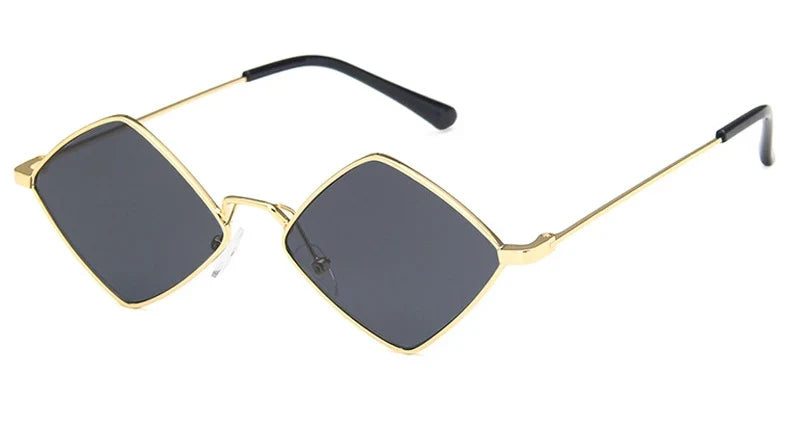 sengpan Polygon Women Sunglasses Irregular Vintage Small Frame Rhombus Ladies Sunglasses Shades Retro Alloy Eyewear Black