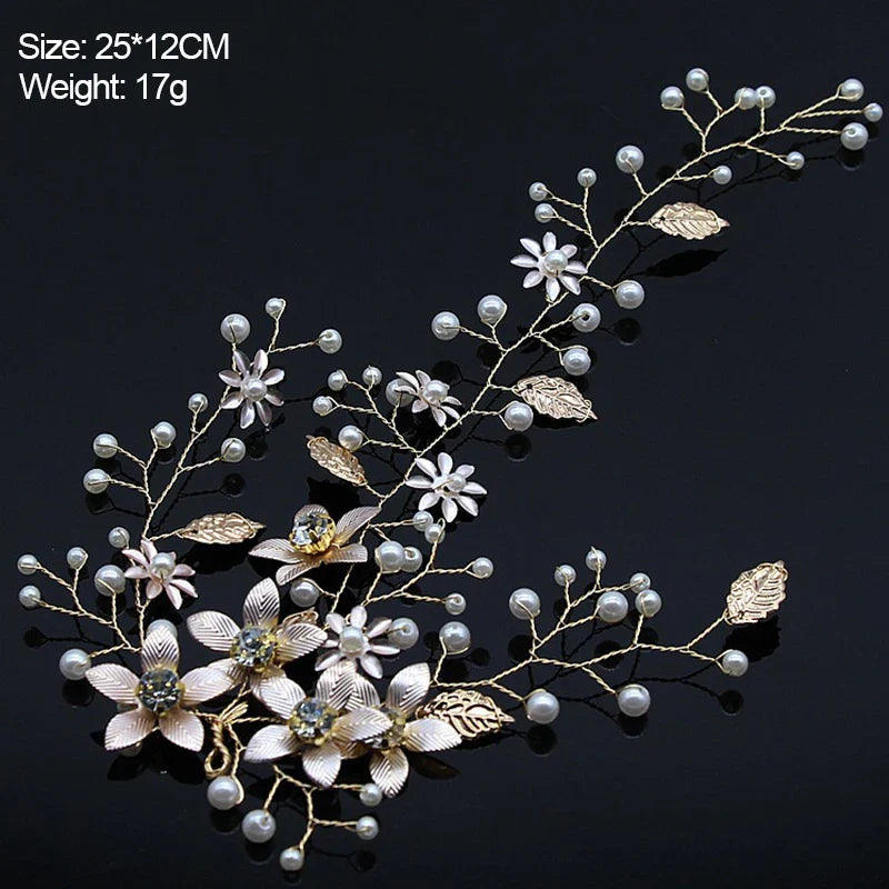 sengpan New Wedding Hair Accessories Crystal Pearl Hair Belt Wedding Bridal Hairband Hair Ornament Hair Jewelry Bride Headdress Headband