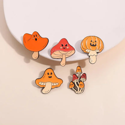 sengpan Horror Mushroom Enamel Pins Halloween Pumpkin Ghost Brooches Lapel Backpack Badges Punk Gothic Jewelry Gift For Kids Friends