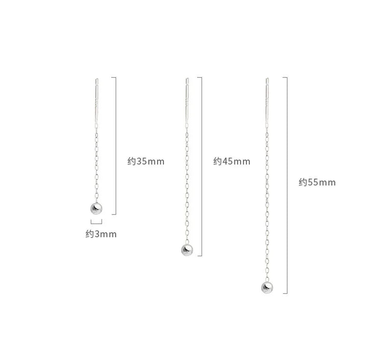 sengpan Fashion Stainless Steel Dangle Earring Geometric Ball Long Tassel Chain Drop Earrings For Women Minimalism Ear Line Kpop Jewelry