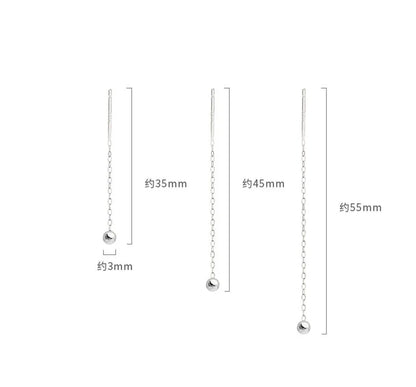 sengpan Fashion Stainless Steel Dangle Earring Geometric Ball Long Tassel Chain Drop Earrings For Women Minimalism Ear Line Kpop Jewelry