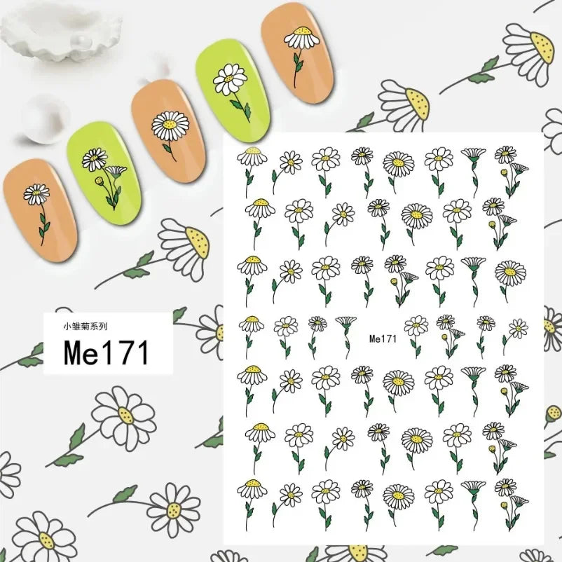 sengpan Simple Flowers 3D Nail Stickers Spring Summer Blossom Floral Tulip Fruit Nail Art Decals Adhesive Sliders Manicure Decorations