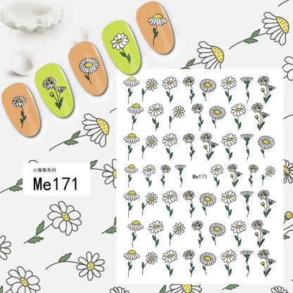 sengpan Simple Flowers 3D Nail Stickers Spring Summer Blossom Floral Tulip Fruit Nail Art Decals Adhesive Sliders Manicure Decorations