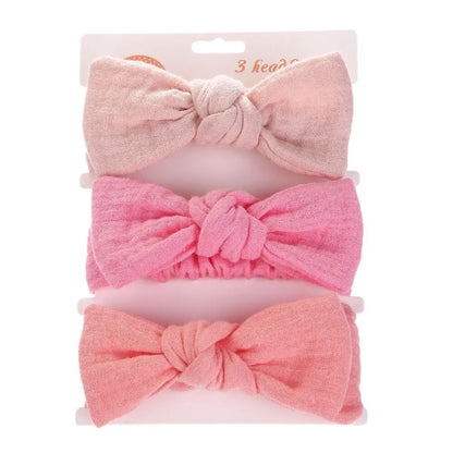 Lianfudai 3PC/lot Muslin Cotton Linen Baby Headband Newborn Knotted Hair Bow Turban Floral Print Headband Children Girls Hair Accessories