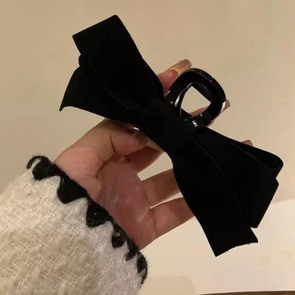 sengpan Black Silk Velvet Butterfly Knot Hair Grab Clips Retro Fashion Women Bowknot Bang Clip Disc Headdress Fixer Headwear Accessories