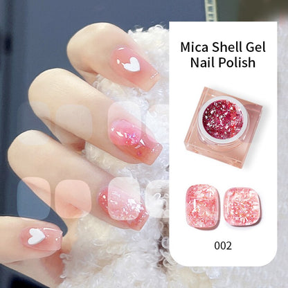 Lianfudai 2023 New Gel Nail Polish 6 Colors Mica Shell Ice Transparent Shell Color Canned Nail Polish Gel Shiny Galaxy UV LED Soak Off Gel