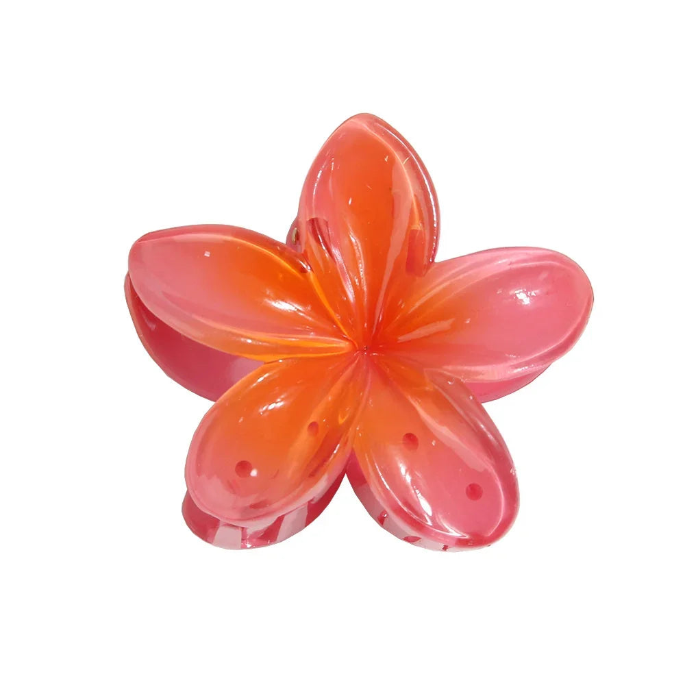 Lianfudai New Gradient Large Flower Acrylic Hair Clip for Women Sweet Hairpins Hair Claws Crab Clamp Barrettes Hawaiian Hair Accessories