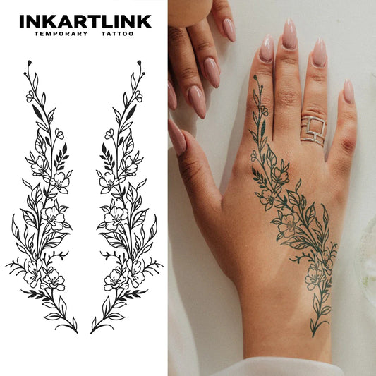 Lianfudai Flower vine Temporary Tattoo,Lasts To 15 Days New Technology Magic Waterproof Semi Permanent Sticker.