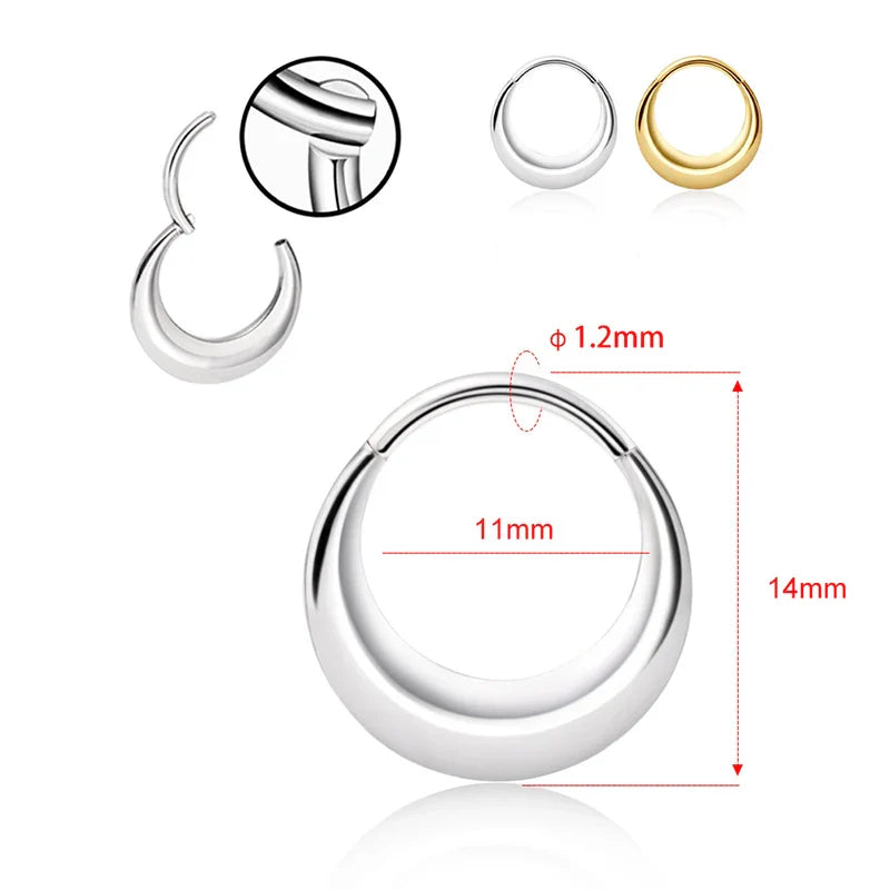 sengpan 1PC G23 Titanium Piercing Cartilage Earrings Round Nose Rings Septum Hoops Hinged Segment Helix Ear Tragus Lobe Body Jewelry 16G