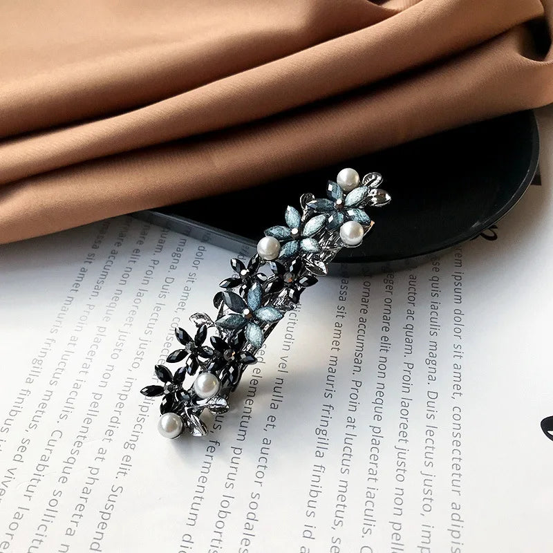 sengpan The new Korean version of the crystal flower spring hairpin elegant rhinestone wild ponytail hairpin women's hair accessories