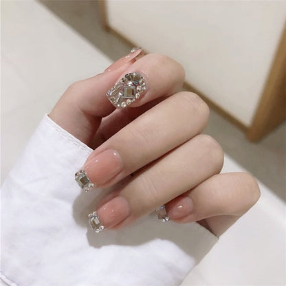 sengpan 24P Nail Art Fake Nails Japanese Ballerina Press on Nails Set Diamond Streamer Flash Fly Butterfly Seamless Removable False Nail