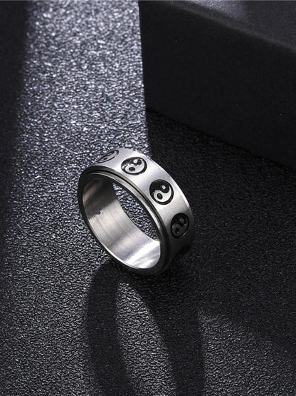 sengpan 8MM Gossip Transfer Stainless Steel Ring Inoxidable Vintage Temperament Couple Rings For Men Women Jewelry Gifts