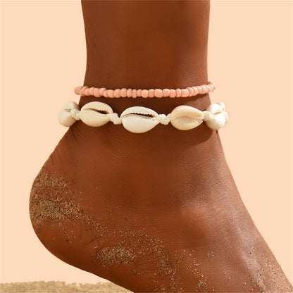 sengpan Bohemian Natural Shell Anklets For Women Foot Jewelry Summer Beach Barefoot Bracelets Ankle on Leg Chain Ankle Strap Accessories