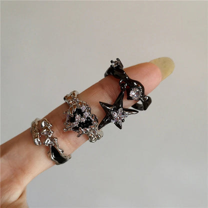 sengpan Vintage Goth Thorny Rose Couple Rings For Men Women Charm Irregularity Opening Stainless Steel Punk Finger Ring Jewelry Y2k Gift