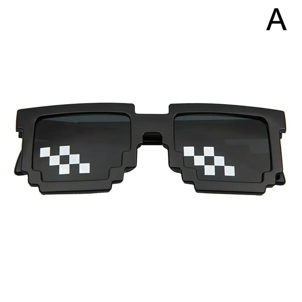 sengpan Funny Thug Life Sunglasses Pixel Funny Original Costumes Woman Male Vintage Pixel Black Mosaic Sunglasses Cool Funny Glasses