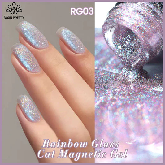 sengpan Super Holos Cat Magnetic Nail Gel Polish for Nails 10ml Soak Off Holographics Laser Gel Polish Auroras Glimmer Nails