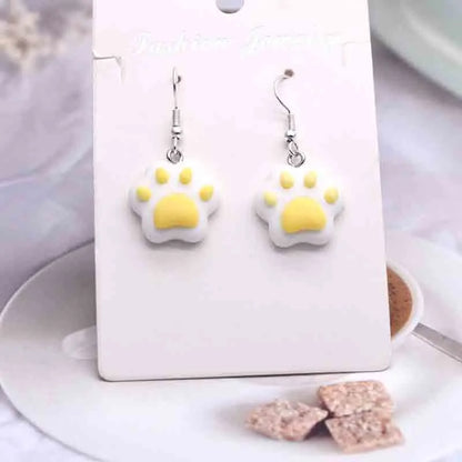 sengpan 20*22mm  Earring For Women 3D Simulation Resin Handmade Mini Cartoon Cat Paw Drop Earrings Funny Gift