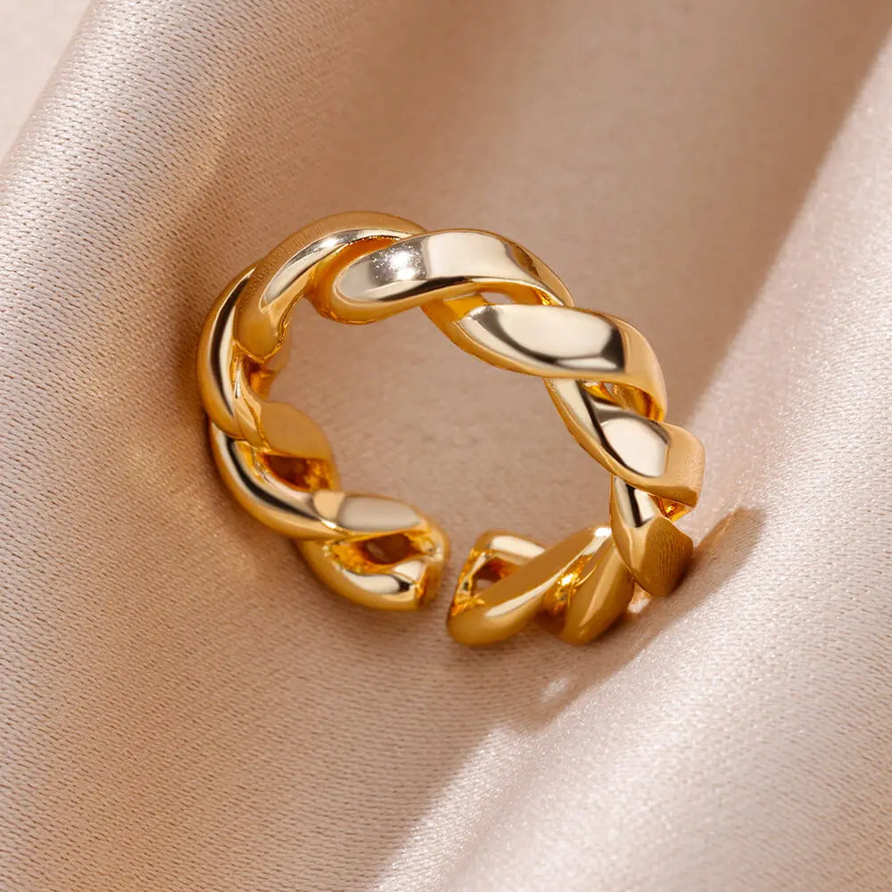 sengpan Steel Rings for Women Aesthetic Heart Gold Color Wedding Ring Waterproof Jewelry Finger Accessories Free Shipping Gift