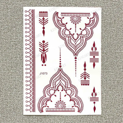 sengpan Brown Henna Tattoo Body Stickers for Women Henna Temporary Tattoos Lace Floral Mehndi Tattoo Waterproof Fake Tatoo Festival