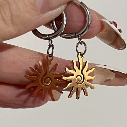 sengpan Stainless Steel Earrings Exquisite Sun Sunflower Pendant Fashion Dangle Earrings For Women Jewelry Best Friend Birthday Gift New