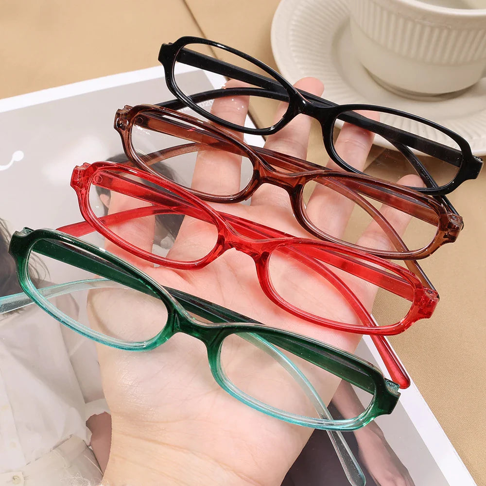 Lianfudai 2024 Girls Y2K Red Green Frame Glass Retro Oval Glasses Eyewear Decorative Computer Anti-blue Eyeglasses with Seaside Driving