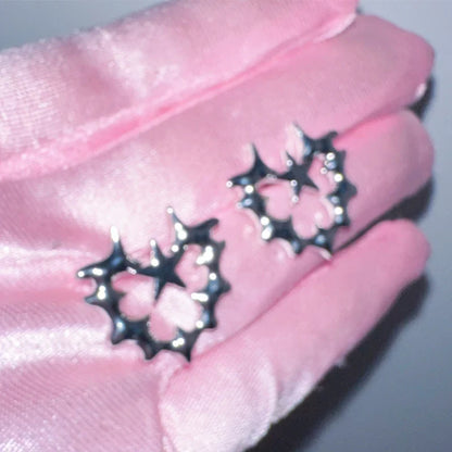 sengpan Y2K Glamor Jewelry Thorn Star Stud Earrings for Women Punk Fashion Korean Geometric Earrings Goth Accessories Aesthetic Cool