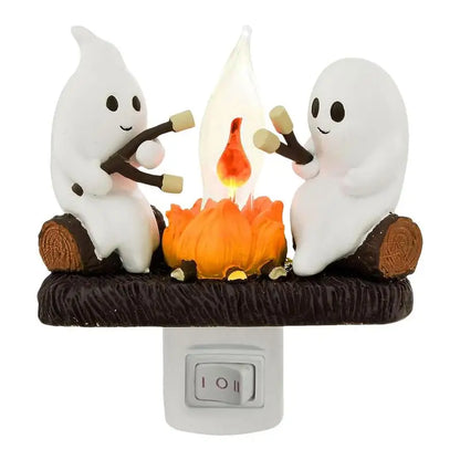 sengpan Ghost Campfire Flickering Night Light Lantern Flicker Flame Nightlight 3D LED Small Electric Faux Lantern Halloween Indoor Decor