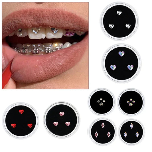 sengpan 3pcs/box Dental Tooth Gem Crystal Jewelry Tooth Gem Kit Tooth Deco Material Various Shape Oral Decoration