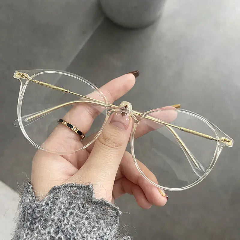 Lianfudai 2024 New unisex round polygon glasses for men women metal frame glasses plain glasses Nearsighted Eyewear Glasses