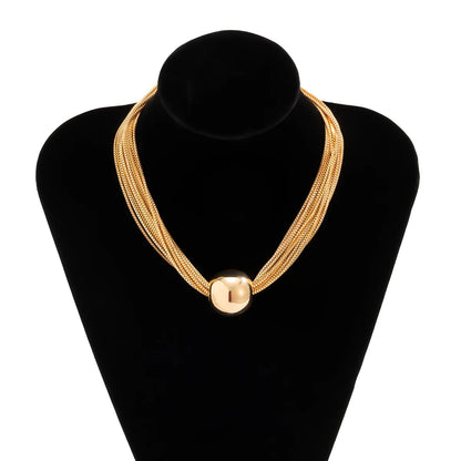 sengpan 2024 Punk Style Gold Color Metal Multilayer Box Chain Clavicle Necklace Ladies Hip Hop Round Necklaces Men Fashion Girls Jewelry