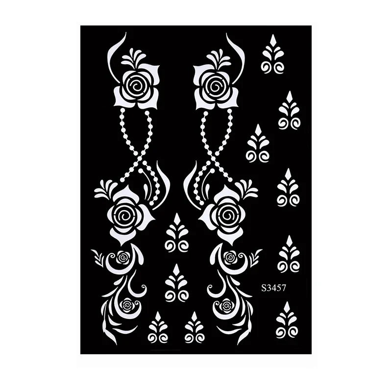 sengpan Reusable Temporary Henna Tattoo Stencil for Hand Arm Sleeve Mehndi Stencils Designs Painting Template DIY Tattoo Supplies