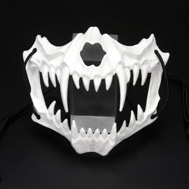 sengpan Varieties of Halloween Half Face Mask Anime Dragon God Skeleton Bone Skull Animals Mask Cosplay Dance Party Prom Costumes Props