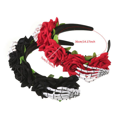 Lianfudai Halloween Skeleton hand Simulated Flowers Headbands New Hairbands for Women Headbands Hair Accessories