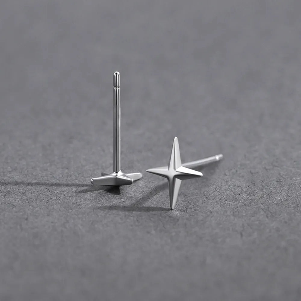 sengpan Punk Small Cross Stud Earrings for Teens Ear Piercing Star Earrings Women Men Pierced Unusual Party Earrings Jewelry