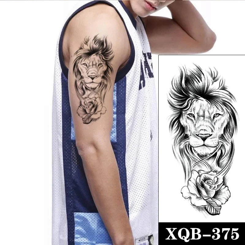 sengpan Waterproof Temporary Tattoo Sticker Black Realistic Tiger Line Totem Design Fake Tattoos Flash Tatoos Arm Body Art for Women Men