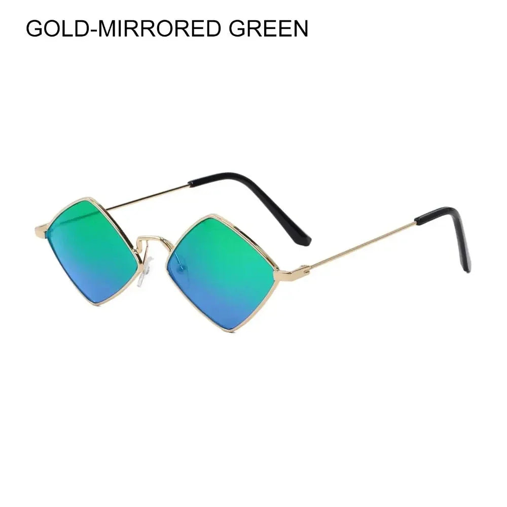 sengpan Summer Women Sunglasses Irregular Vintage Small Frame Rhombus Ladies Sunglasses Shades Retro Alloy Eyewear Black