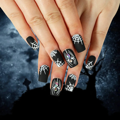 sengpan 24P/Set Halloween Fake Nails Art Ghost Face Pumpkin Spooky Designer Girls Party Press on Nail Tips Wearable Stick on Nails False