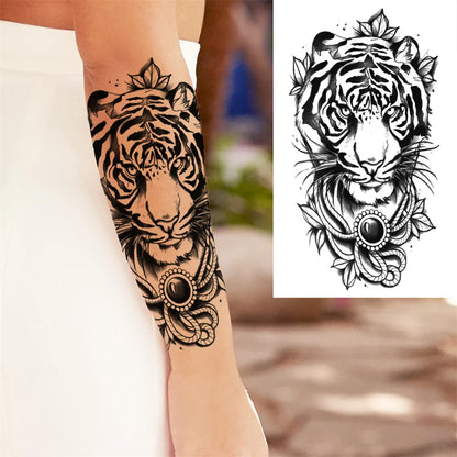 sengpan Death Skull Flower Temporary Tattoo For Women Girls Snake Bird Peony Tattoo Sticker Black Fake Blossom Sexy Tatoo Transfer Adult