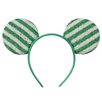 sengpan New Disney Christmas Mouse Ears Headband Santa Antler Sequins Bow Hairband For Women Featival Party DIY Hair Accessories Gift