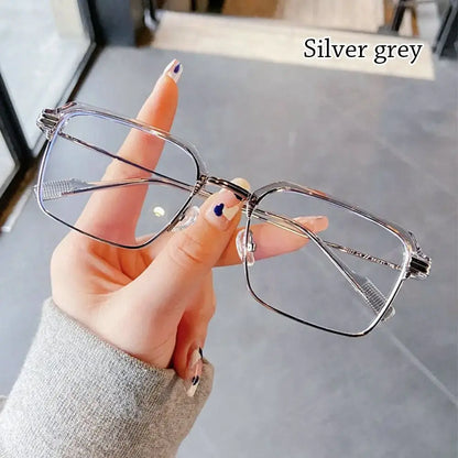 Lianfudai NEW Double Bridge Square Anti-blue Light Glasses Women Men Vintage Transparent Computer Glasses Oversize Frame Eyeglasses 1PC